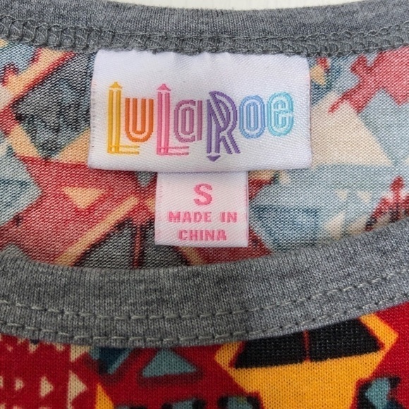 New - Lularoe Randy Baseball Tee Aztec Red, Yellow, Blue, Ivory & Black Size S - Picture 3 of 6